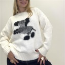 maglione girocollo in viscosa zebra